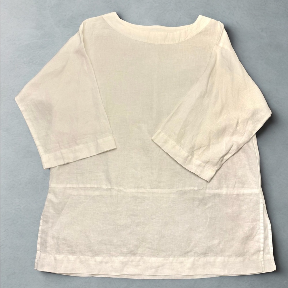 J Jill Pure Jill Linen Tunic Like New Classic Preppy Minimalist Crisp White XS